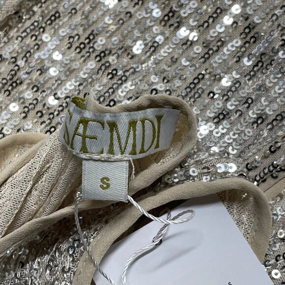 Saemdi Fitted Sequin Cut-Out Maxi Dress • Size S • Silver - Picture 9 of 13